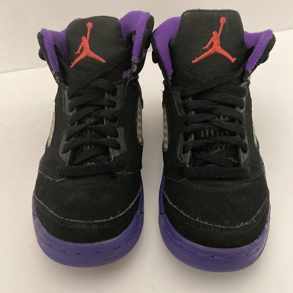 GUC Nike Jordan 5 Retro Raptors Size 11C Kids Black Ember Glow Fierce Purple - Picture 5 of 12